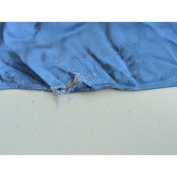 Defect New Reformation Ciana Satin Maxi Dress US 4 Fantasy Blue Floral #3B514 - Picture 4 of 15